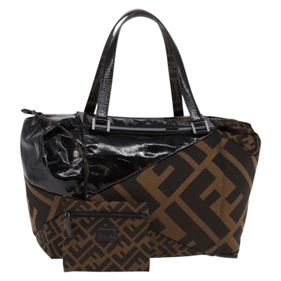 FENDI Zucca Canvas Boston Bag Black Brown - Picture 1 of 13